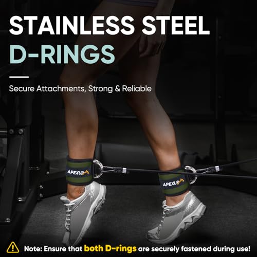 APEXUP Ankle Strap for Cable Machine, Ankle Resistance Bands, Cable Kick Back Ankle Straps for Gym, Glute Workouts, Leg Extensions, Adjustable Straps with Neoprene Padding - color: Army Green, style: Single
