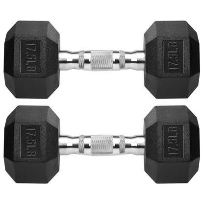 Hex Dumbbells Rubber Coated Cast Iron Hex Black Dumbbell Free Weights for Exercises - style: 17.5 Pounds / Pair