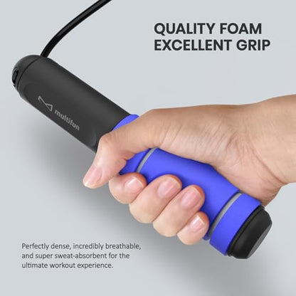 Digital Jump Rope with Smart Counter & Timer - Adjustable Speed Skipping Rope for Fitness, Weight Loss, Boxing, MMA - Tangle-Free Ball Bearings & Anti-Slip Handles for Men, Women, Kids.(Check 2026 New Evolution for 3s Rope Swap) - color: Blue