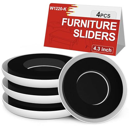 Furniture Sliders for Carpets - 4 PCS 4.3" Furniture Movers Sliders with Anti-Slip Groove - Moving Pads for Easy Move Bed Couch Tables Cabinet Heavy Duty - Protect Carpets - size: 4.3in 4Pack