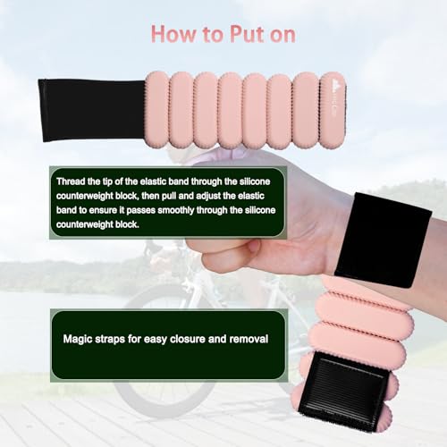 2Lbs Wrist Ankle Weights for Women - Wearable Arm Leg Bangles Weight Set of 2(1Lb Each) Adjustable Weighted Wristbands for Home Gym Workout, Walking, Pilate, Yoga, Exercise, Barre, Strength Training