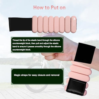 2Lbs Wrist Ankle Weights for Women - Wearable Arm Leg Bangles Weight Set of 2(1Lb Each) Adjustable Weighted Wristbands for Home Gym Workout, Walking, Pilate, Yoga, Exercise, Barre, Strength Training