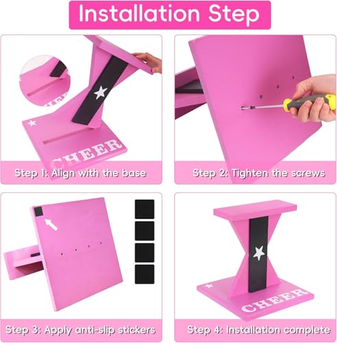 Cheerleading Balance Trainer, Wooden Cheer Equipment Stunt Trainer Practice, Pink Cheer Flyer Stand Balance Board for Core Strength, Stability & Body Control