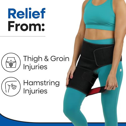 ARMSTRONG AMERICA Hip Brace For Women & Men - Groin Strain Compression Wrap for Hamstring, Hip Flexor, Sciatcica Pain Relief - Hamstring & Hip Support Thigh Compression Sleeve - SMALL/RIGHT LEG - size: Small/Medium, style: Right