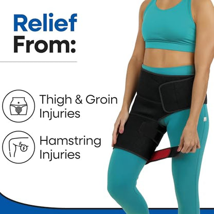 ARMSTRONG AMERICA Hip Brace For Women & Men - Groin Strain Compression Wrap for Hamstring, Hip Flexor, Sciatcica Pain Relief - Hamstring & Hip Support Thigh Compression Sleeve - SMALL/RIGHT LEG - size: Small/Medium, style: Right