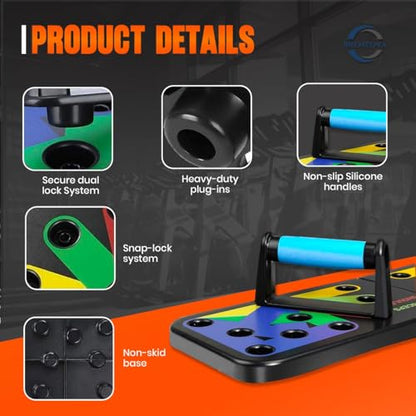 Adjustable Push up Board for Men | 20-in-1 Multi-Functional Foldable Fitness Board | Strength Training Board for Women and Men | Home Gym Workout Equipment with 5 Resistance bands
