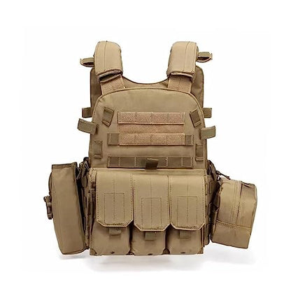 Trainning Tactical Airsoft Paintball Combat Swat Assault Army Shooting Hunting Outdoor Molle Police Vest - color: Htan