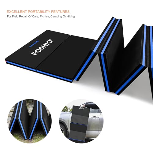 FOSHIO Foldable EVA Mat with Carrying Handles - Thick Kneeling Mat for Mechanics, Garage, Picnicking, Gardening, Camping, Home Gym - color: Blue