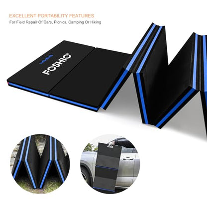 FOSHIO Foldable EVA Mat with Carrying Handles - Thick Kneeling Mat for Mechanics, Garage, Picnicking, Gardening, Camping, Home Gym - color: Blue