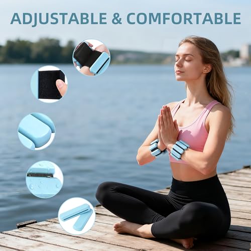 Wrist Ankle Weights for Women Men Workouts, 2lbs per Pair - color: Blue