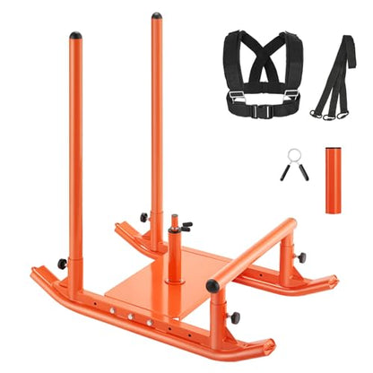 VEVOR Football Sleds and Chutes, Weight Sled, Football Training Pull Push Running Sled, Fitness Workout Sled Push Gym Equipment, Adjustable Height Handle, Compatible 1/2 in Weight Plates - style: Multi Handle-OR