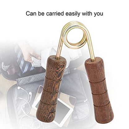 Hand Grip Strengthener, Wood Handle Hand Grip Strengthener, Wrist & Forearm Hand Exerciser Metal Grip Strength Trainer Hand Grip Finger Strengthener