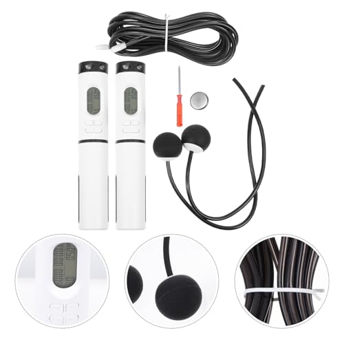 Hemobllo Smart Cordless Jump Rope Weighted with Digital Counter, Indoor Ropeless Skipping Rope for Fitness and Weight Loss, 1 Handle with Switch and Steel Wire Ball Design