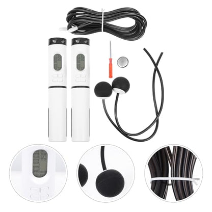 Hemobllo Smart Cordless Jump Rope Weighted with Digital Counter, Indoor Ropeless Skipping Rope for Fitness and Weight Loss, 1 Handle with Switch and Steel Wire Ball Design