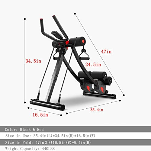 ab machine, ab workout equipment for home gym, Height Adjustable ab trainer, foldable fitness equipment. - style: ab machine with resistance bands