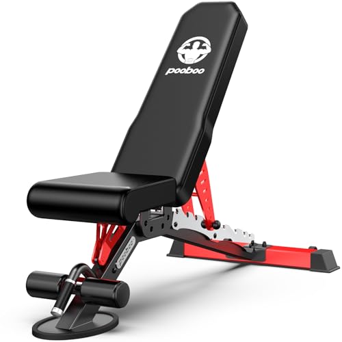 Pooboo Weight Bench, Heavy Duty Bench and 8 Adjustable Positions Workout Bench Press for Home Gym Strength Training