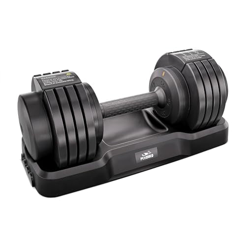 FLYBIRD DB2 Adjustable Dumbbell Set, 55LB/110LB Option, 5-in-1 Quick Adjustable Weights with Storage Box and Non-Slip Handle, Weight Set for Home Gym Exercise Fitness, Full Body Workout for Men & Women - color: 55LB Single