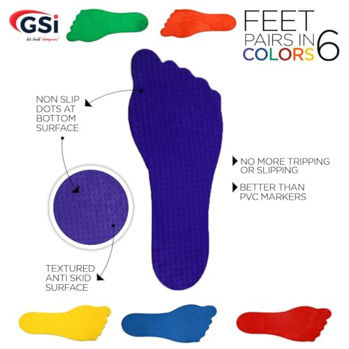 GSi Spot Markers – Non-Slip Non-Toxic Poly Spots – Floor Markers for PE, Sports & Classroom Activities - size: 2.⁠ ⁠Feet