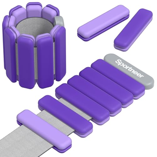 Sportneer Wrist & Ankle Weights for Women Men 4 lbs (2 lb Each) Adjustable Silicone Weighted Bracelet Set for Gym Yoga Pilates Cardio Strength Training Wearable Arm Hand Workout Weights - color: Blueberry Crush, size: 2 LB x 2