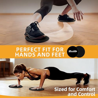 ZILLEEN Exercise Sliders for Working Out Fitness Discs for Pilates Women Men, 2 Pack - color: Black