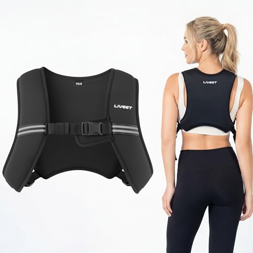 Weighted Vest, Weight Vest for Women Men, 5/10/15 lb Washable Silicone Soft Iron Workout Vest with Reflective Strips & Arm Pocket, Ultra Thin Fitness Vest for Training Walking Yoga