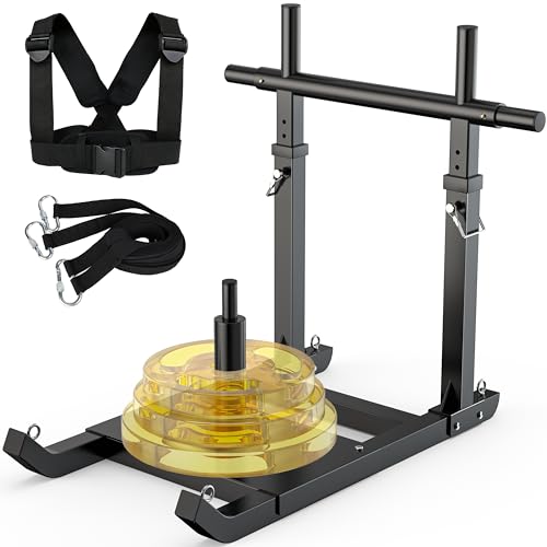 GanFindX Weight Sled, Workout Sled, Fitness Strength Training Sled for Athletic Exercise and Speed Improvement, Suitable for 1" and 2" Weight Plates