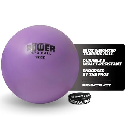 PowerNet Power Plyometrics Weighted Training Ball, Softball & Baseball Training Equipment, Weighted Baseballs to Increase Throwing Velocity - style: 32 OZ Ball Only