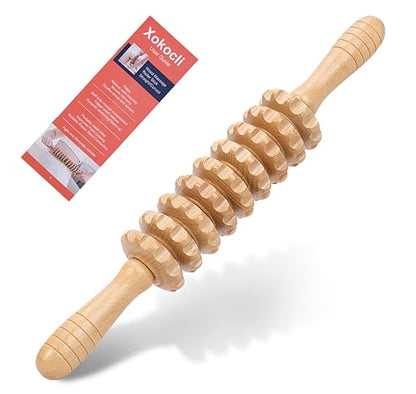 Cellulite Massage Tool Wood Therapy Massage Tools Fascia Blaster Cellulite Roller Lymphatic Drainage Massager Deep Tissue Massage Stick for Legs Thighs Muscle Relief Recovery(White 9-Wheel) - color: Nude 9-wheel