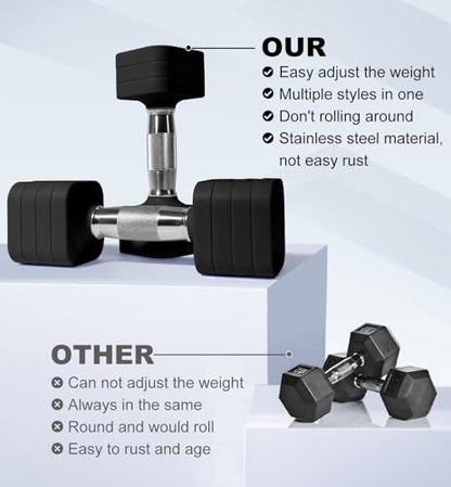 Adjustable Dumbbell Set for Women Men 7.5LB/10LB/15LB/20LB/25LB Each - color: Black, style: 20LB Each [40 LBS Total]