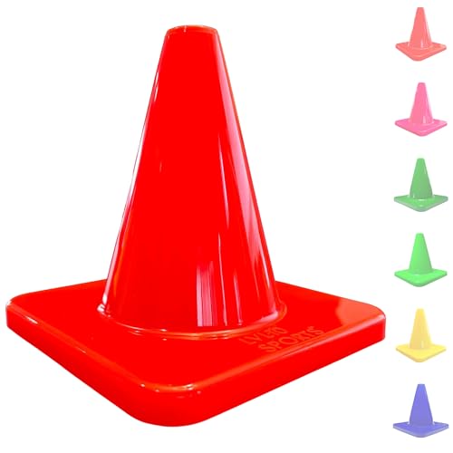LVL10 Pro Training Cones - 6" Soccer Training Cones for Sports - for Basketball, Football, Basketball and Agility Drills - Soccer Field Markers that Won't Crack, Slide or Fly