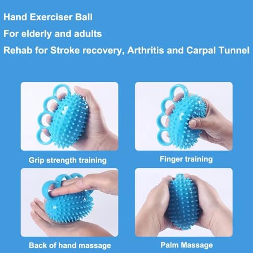 Hand Exerciser Ball, Hand Grip Strength Trainer Finger Extension Exerciser Massager Squeeze Balls for Therapy Arthritis and Carpal Tunnel, Stress Relief, Set of 2