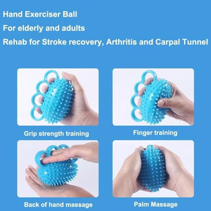 Hand Exerciser Ball, Hand Grip Strength Trainer Finger Extension Exerciser Massager Squeeze Balls for Therapy Arthritis and Carpal Tunnel, Stress Relief, Set of 2