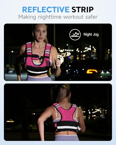 Adjustable Weighted Vest for Women Men, 6-12lb/12-20lb/20-32lb Comfort Fit - U-Shaped Ergonomic Weight Vest with 6 Removable Iron Sandbags, Large Front Mesh Pocket & Reflective Strips, Ideal for Running, Walking, Strength Training, HIIT, Cardio Workouts