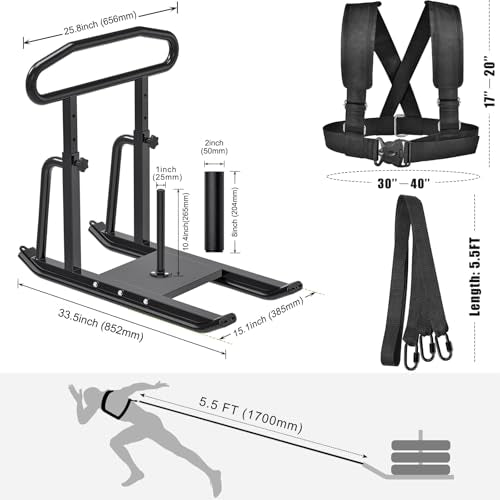 Dolibest Weight Sled, Fitness Sled, Workout Sled for Fitness Strength Training and Speed Improvement, Push-Pull Prowler Training, Suitable for 1-2" Weight Plates, Black