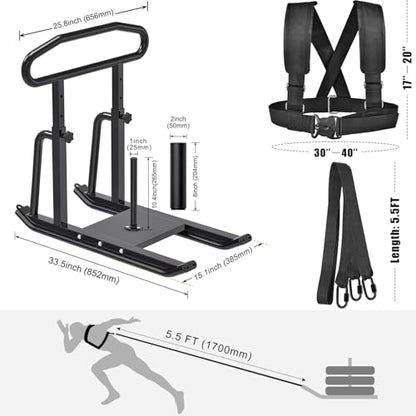 Dolibest Weight Sled, Fitness Sled, Workout Sled for Fitness Strength Training and Speed Improvement, Push-Pull Prowler Training, Suitable for 1-2" Weight Plates, Black