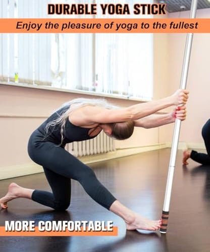 Queension 5ft Yoga Stick Adjustable Stretching Bar for Mobility & Balance - color: White