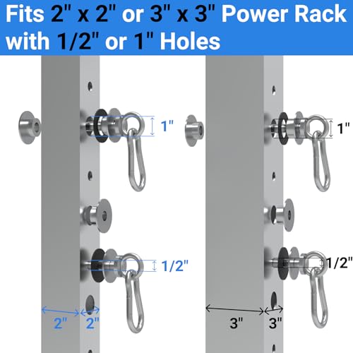 Heavy-Duty Power Rack Attachments, Quick-Install Home Gym Accessories for 2x2, 2x3 & 3x3 Power Racks, Fits 1/2" & 1" Holes - color: Leg Hold Down Attachments 1-Pack