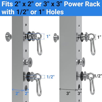 Heavy-Duty Power Rack Attachments, Quick-Install Home Gym Accessories for 2x2, 2x3 & 3x3 Power Racks, Fits 1/2" & 1" Holes - color: Leg Hold Down Attachments 1-Pack