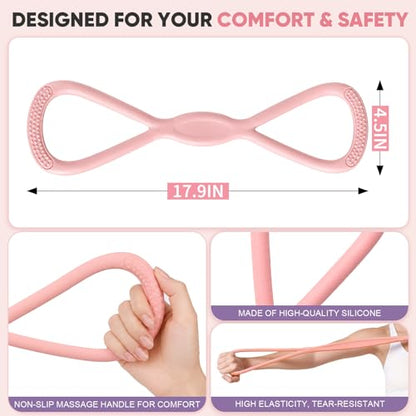 Figure 8 Resistance Bands for Women & Men, Exercise Bands for Arms, Shoulder, Leg & Back Stretching, Non-Slip Handles, Home Gym, Yoga & Physical Therapy - Toning, Posture Correction