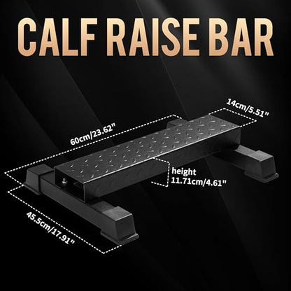 Steel Standing Calf Raise Bar, Anti-Slip Calf Raise Block & Platform, Calf Stretcher Machine for Home Gym, Ankle Rehab & Squat - color: Black-4.61in