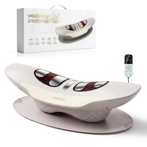 Ergonomic Lumbar Stretcher & Lower Back Massager, 5-in-1 Dynamic Airbag Traction Device with Heat & Vibration for Back Fatigue Relief, Waist Support & Posture Align, 15 Mins Auto-Off