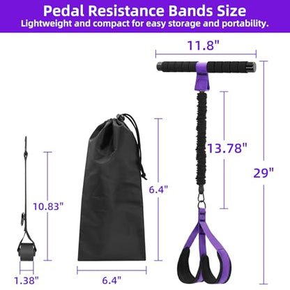 Pedal Resistance Band with Handles, Detachable Foot Pedal Resistance Band with Stainless Steel Buckles, Multifunction Tension Rope Tummy Trimmer for Full Body Workout Home Gym Women