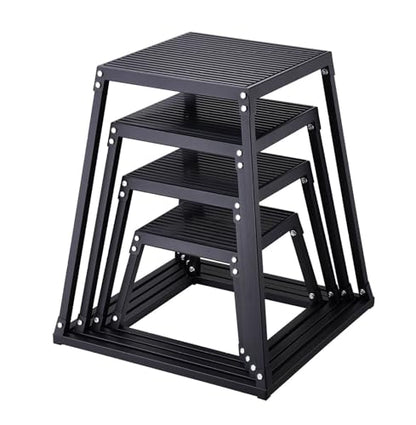 Plyometric Jump Boxes Set, 12/18/24/30 Inch Plyo Box for Fitness, Jumping Agility Platform for Strength Training, Step Up Box for Home Gym - Black