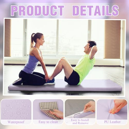 Lyrow 3 Inch 72"x 24" Thick Foldable Yoga Mat with Carry Strap, Non-slip Portable Foam Gym Mat for Yoga, Pilates and Stretching - color: Taro Purple