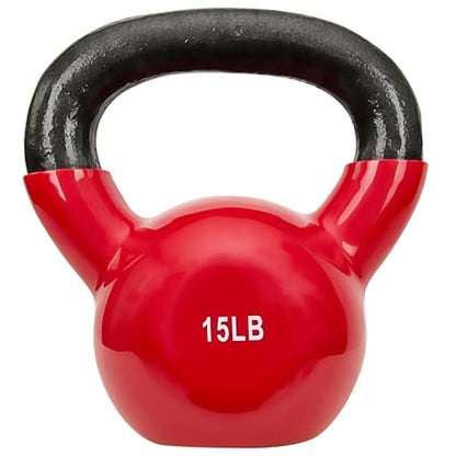 Sunny Health & Fitness Vinyl Coated Kettlebell for Strength Weight Training & Swinging Exercise - In 5, 10, 15, 20, 25 Pound - style: 15 Pound