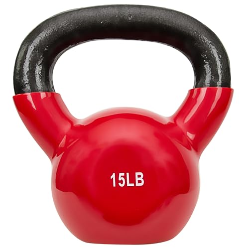 Sunny Health & Fitness Vinyl Coated Kettlebell for Strength Weight Training & Swinging Exercise - In 5, 10, 15, 20, 25 Pound - style: 15 Pound