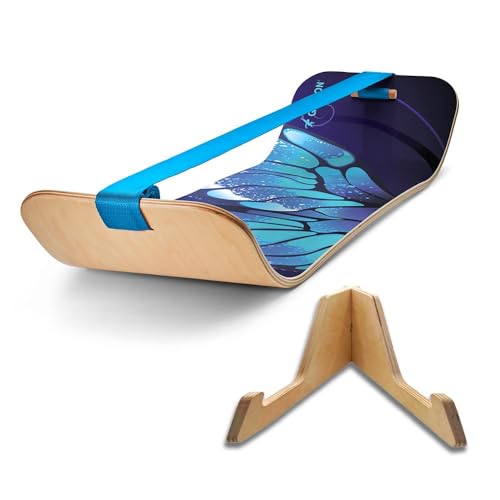 GIBBON SlackBoard - GiBoard Balance Board Kids & Adults - Slackline Balance Trainer - Slack Board Core Workout Equipment Home Gym Training - Standing Desk Exercise - Yoga, Agility, Pilates & More - color: Butterfly with Stand