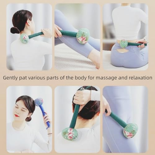 Mugwort Massage Hammer, Handheld Percussion Massage Tool for Back, Shoulder & Body - Manual Therapy Tool with US Design Patent (Emerald Green/Silver Silk Blue) - color: Emerald Green/Silver Silk Blue