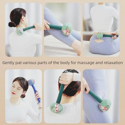 Mugwort Massage Hammer, Handheld Percussion Massage Tool for Back, Shoulder & Body - Manual Therapy Tool with US Design Patent (Emerald Green/Silver Silk Blue) - color: Emerald Green/Silver Silk Blue