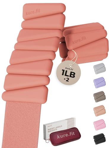 Pilates Weight | Wrist & Ankle Weights for Women | Weighted Bangles | 1LB/ 2LB Each (Set of 2) - color: Peach, size: 1 LB